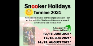 Snooker Sommercamps 2021: Buchungen ab sofort möglich – JUNI/JULI/AUGUST