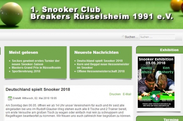 SCB Rüsselsheim: Snooker non stop in den nächsten Wochen