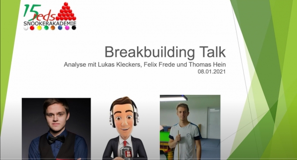 Snookertraining 2021: Video Breakbuilding-Analyse mit Lukas Kleckers und Felix Frede
