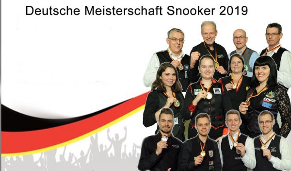 DM Snooker 2019: Linda Erben, Frank Schröder und Lukas Kleckers mit Gold