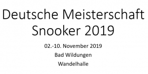 #dmsnooker2019: Die ersten Informationen zur Deutschen Meisterschaft 2019