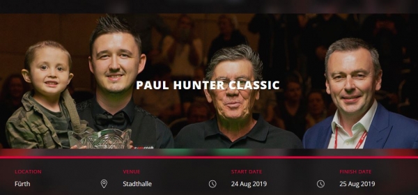 Paul Hunter Classic 2019: Klein, aber fein ab 24. August in Fürth (UPDATE: Leider nicht auf Eurosport)